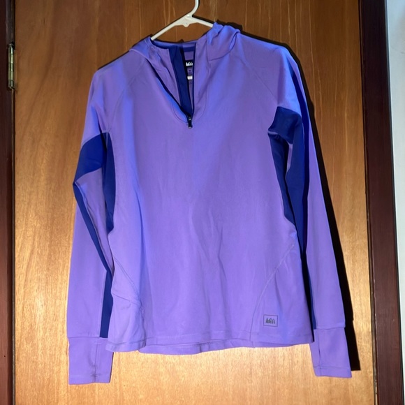 REI Lightweight Purple 1/4 Zip Hoodie Pullover - S M - Picture 1 of 7